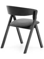 KOUFONISSI Stuhl aus schwarzem Eschenfurnier und Beinen aus massivem Gummibaumholz mit schwarzem Finish