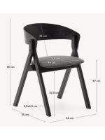 KOUFONISSI chaise en placage de frêne noir et pieds en bois d'hévéa massif avec finition noire