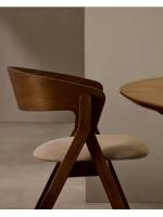 DONOUSSA chaise en placage de frêne noyer et pieds en bois d'hévéa massif avec finition noyer
