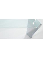 UGLER 140 und 160 cm fester Tisch aus gehärtetem Glas und Beine aus verchromtem Stahl