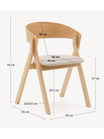 SIFNOS Silla en chapa de fresno y patas en madera maciza de caucho con acabado natural