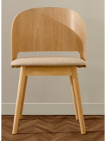 MILOS Silla en chapa de fresno y patas en madera maciza de caucho con acabado natural