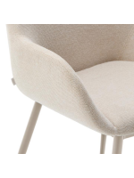 BING sedia con braccioli in tessuto effetto ciniglia e gambe in metallo beige design casa
