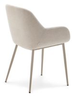 BING sedia con braccioli in tessuto effetto ciniglia e gambe in metallo beige design casa