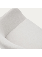 CHIMA chaise avec accoudoirs en tissu effet chenille crème et pieds en frêne naturel fauteuil design maison