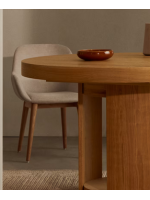 CHIMA chair with armrests in cream fabric effect chenille and natural ash legs home design armchair