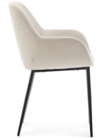 DONDAP sedia con braccioli in tessuto effetto ciniglia e gambe in metallo nero design casa