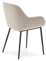 DONDAP Silla con reposabrazos en tejido efecto chenilla beige y patas de metal negro