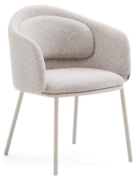KIMO sedia con braccioli in ciniglia beige e gambe in metallo beige poltroncina di design