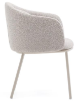 KIMO chaise avec accoudoirs en chenille beige et pieds en métal beige fauteuil design
