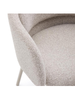 KIMO chaise avec accoudoirs en chenille beige et pieds en métal beige fauteuil design