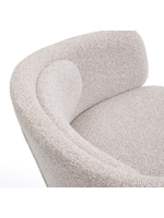 KIMO chaise avec accoudoirs en chenille beige et pieds en métal beige fauteuil design