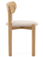 GOREV chaise en chêne massif avec finition naturelle et assise en chenille beige