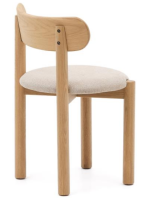 GOREV solid oak chair with natural finish and beige chenille seat