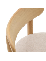 GOREV sedia in legno massello di rovere finitura naturale e seduta in ciniglia beige design casa