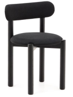 HASWELL Silla de roble macizo con acabado negro y chenilla negra.