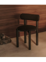 HASWELL solid oak chair with black finish and black chenille