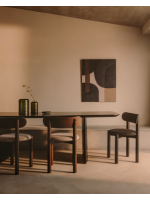 HASWELL solid oak chair with black finish and black chenille