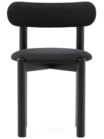 HASWELL solid oak chair with black finish and black chenille