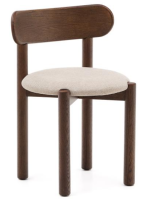 DION solid oak chair with walnut finish and beige chenille seat home design