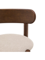 DION Stuhl aus massiver Eiche mit Walnuss Finish und Sitzfläche aus beigem Chenille Wohndesign