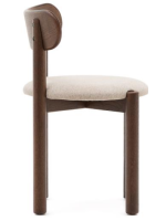 DION Stuhl aus massiver Eiche mit Walnuss Finish und Sitzfläche aus beigem Chenille Wohndesign