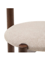 DION Silla de roble macizo con acabado en nogal y asiento de chenilla beige diseño para el hogar