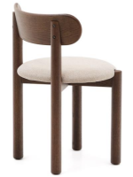 DION Silla de roble macizo con acabado en nogal y asiento de chenilla beige diseño para el hogar