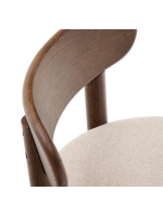 DION chaise en chêne massif avec finition naturelle et assise en chenille beige