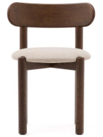 DION Stuhl aus massiver Eiche mit Walnuss Finish und Sitzfläche aus beigem Chenille Wohndesign