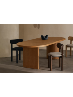 DION solid oak chair with walnut finish and beige chenille seat home design