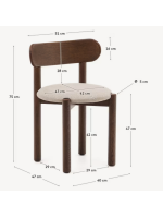 DION solid oak chair with walnut finish and beige chenille seat home design