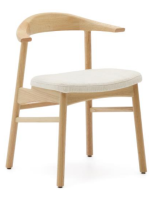 LOFANGA Stuhl mit abnehmbarem Bezug aus beigem Chenille und massivem Eichenholz mit natürlichem Finish Wohndesign