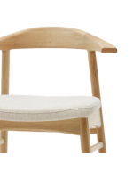 LOFANGA Stuhl mit abnehmbarem Bezug aus beigem Chenille und massivem Eichenholz mit natürlichem Finish Wohndesign