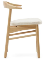 LOFANGA Stuhl mit abnehmbarem Bezug aus beigem Chenille und massivem Eichenholz mit natürlichem Finish Wohndesign