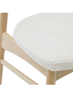 LOFANGA Stuhl mit abnehmbarem Bezug aus beigem Chenille und massivem Eichenholz mit natürlichem Finish Wohndesign