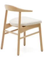 LOFANGA chair with removable cover in beige chenille and solid oak wood natural finish home design
