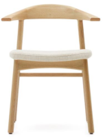 LOFANGA Stuhl mit abnehmbarem Bezug aus beigem Chenille und massivem Eichenholz mit natürlichem Finish Wohndesign