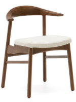 CECEN chair with removable cover in beige chenille and solid oak wood with walnut finish home design