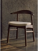 CECEN sedia sfoderabile in ciniglia beige e in legno massello di rovere finitura noce design casa