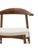 CECEN chaise avec revêtement amovible en chenille beige et bois de chêne massif finition noyer design maison