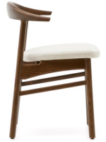 CECEN chair with removable cover in beige chenille and solid oak wood with walnut finish home design