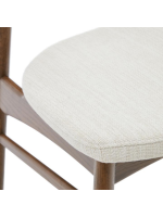 CECEN chair with removable cover in beige chenille and solid oak wood with walnut finish home design