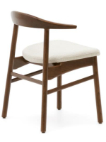 CECEN sedia sfoderabile in ciniglia beige e in legno massello di rovere finitura noce design casa