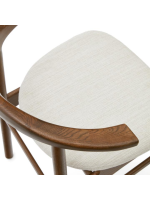 CECEN chair with removable cover in beige chenille and solid oak wood with walnut finish home design
