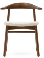 CECEN chair with removable cover in beige chenille and solid oak wood with walnut finish home design