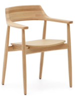 BUROMSKY Silla con reposabrazos en madera maciza de roble acabado natural diseño hogar