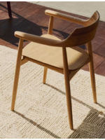 BUROMSKY Silla con reposabrazos en madera maciza de roble acabado natural diseño hogar