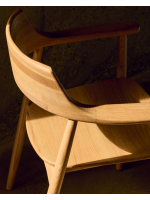 BUROMSKY Silla con reposabrazos en madera maciza de roble acabado natural diseño hogar