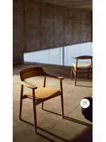 BUROMSKY sedia con braccioli in legno massello di rovere finitura naturale design casa